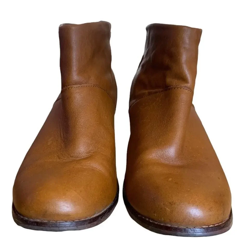 Toms Leila‎ booties shoes chestnut brown leather uppers ankle boots Size 7.5 - Picture 3 of 10